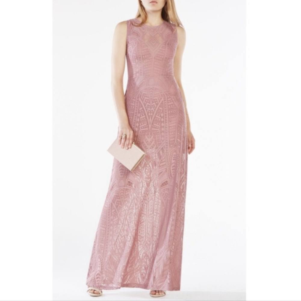 BCBGMaxAzria Stellah mauve lace gown